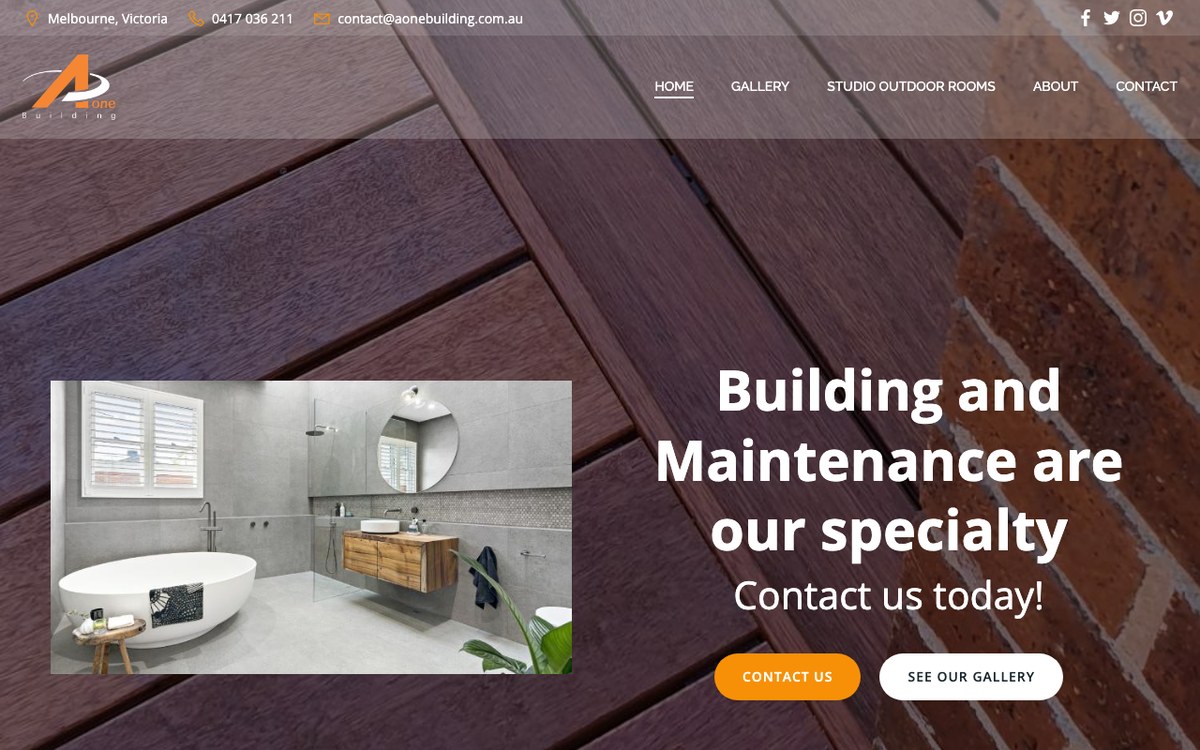 Screenshot of A-One Building (aonebuilding.com.au)