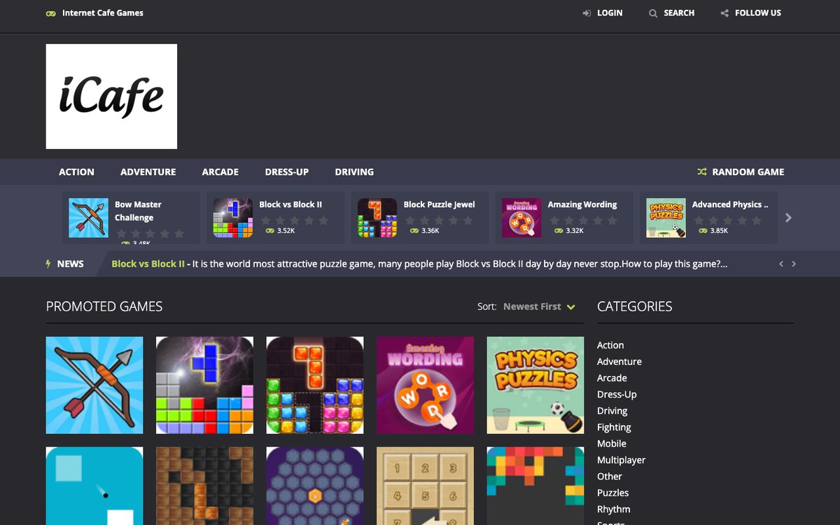 Screenshot of iCafes (icafes.net)