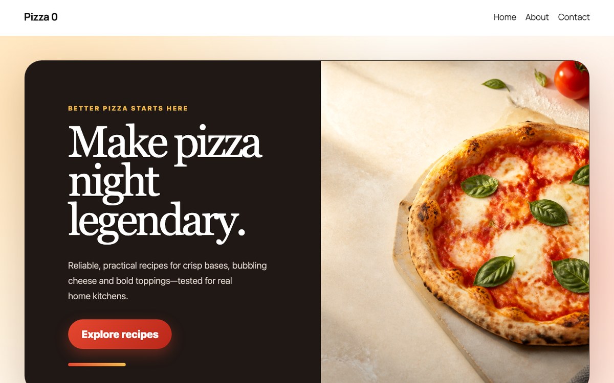Screenshot of Pizza 0 (pizza0.com)