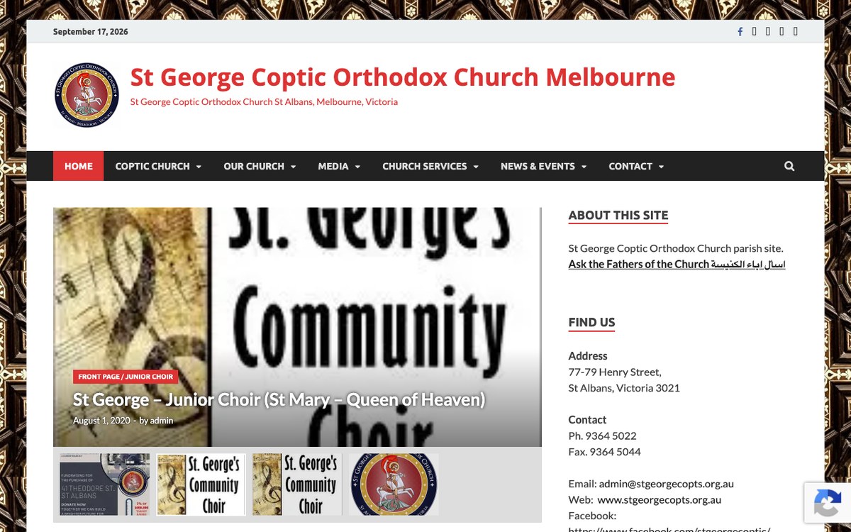 Screenshot of St George Coptic Orthodox Church (stgeorgecopts.org.au)